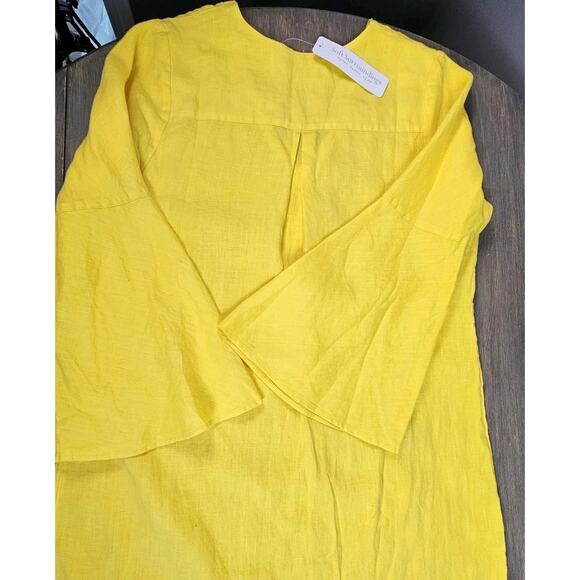 Soft Surroundings Milano Linen Dress Sunstruck Yellow M Relaxed Minimal Coastal - Picture 7 of 8